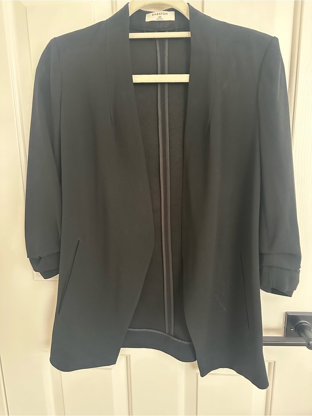 Babaton Power Black Open-Front Shawl Blazer